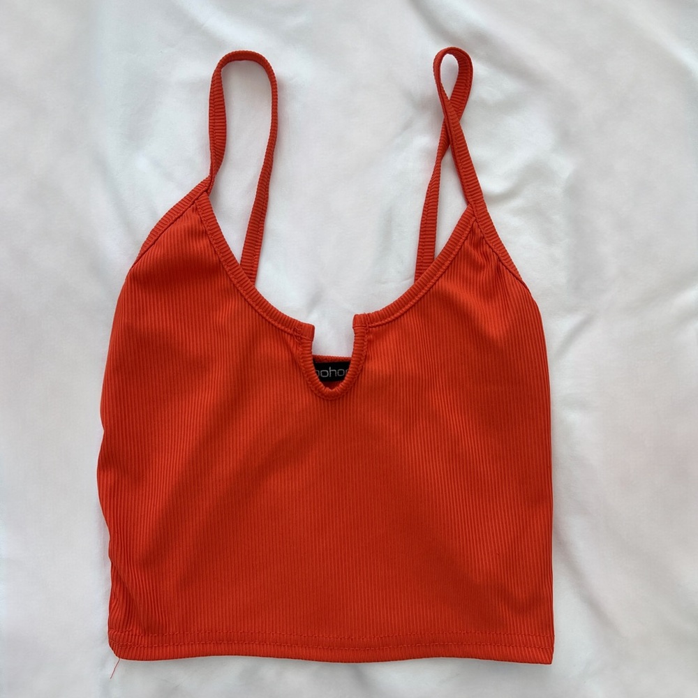 Boohoo orange crop tank top